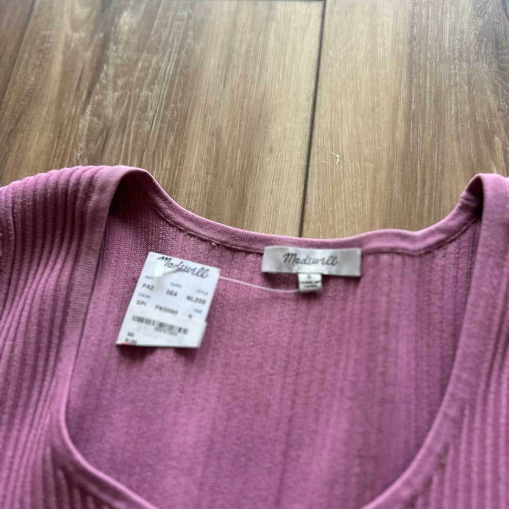 Madewell womens Pink Ribbed Knit Top size small NWT - Picture 5 of 6